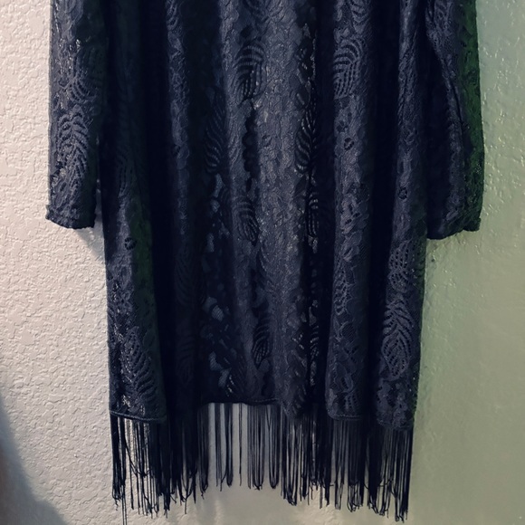 Vintage Black Lace Fringe Jacket Size Medium - Picture 10 of 11